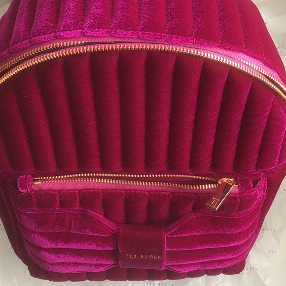 Ted Baker deep pink velvet backpack. Smaller new with tags. - Picture 2 of 9